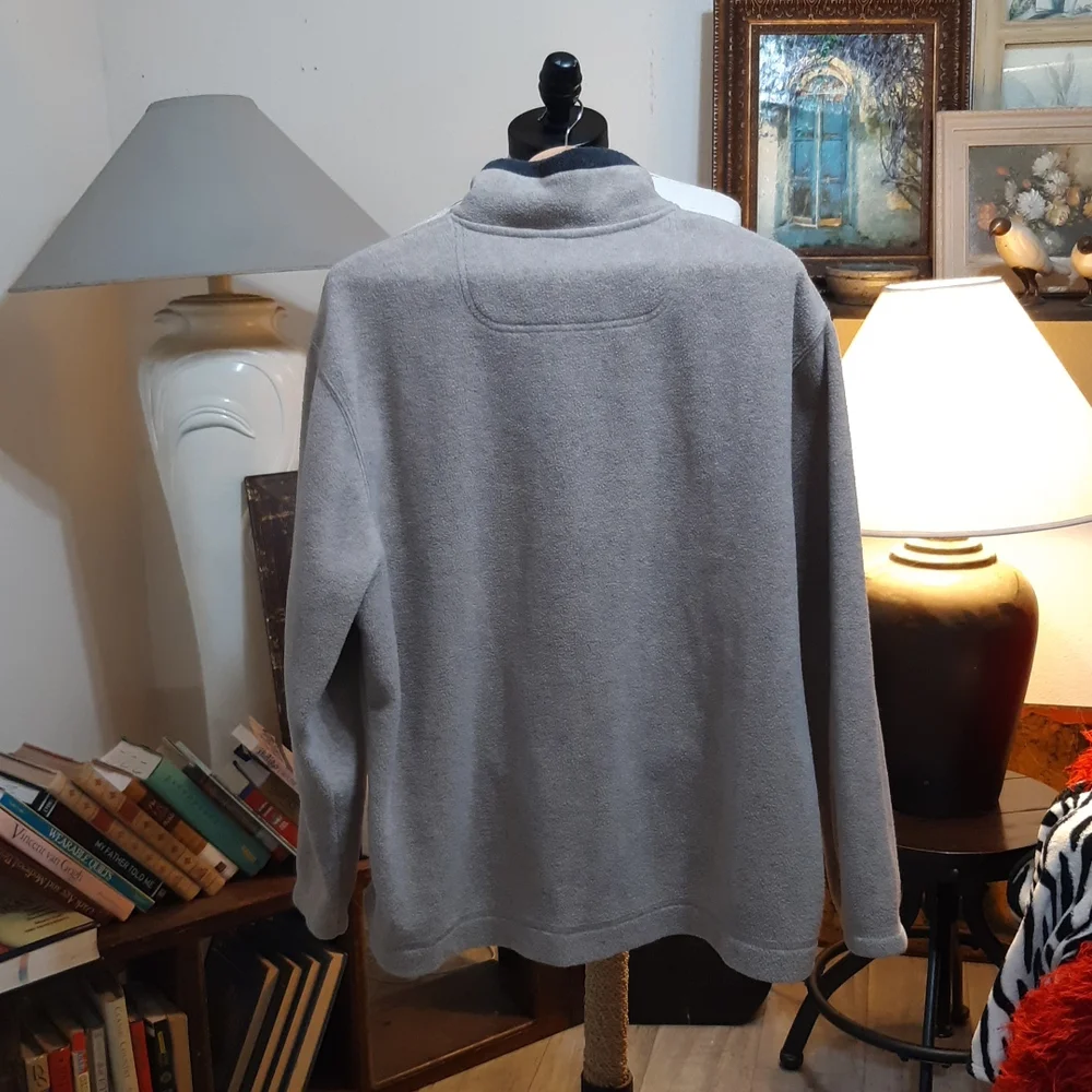 Mens Pullover Sweater Winter weather sz L St Johns b45 Gray zip long sleeve Warm